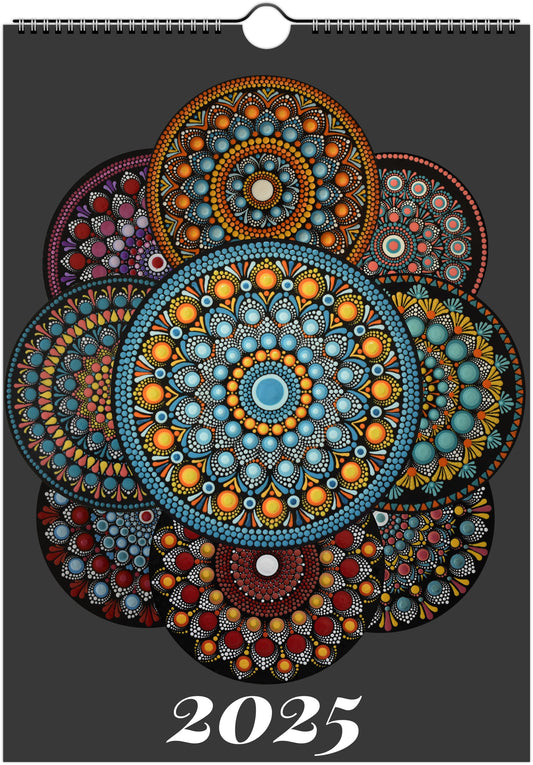 Mandala Calendar 2025 Black FREE DELIVERY ANYWHERE