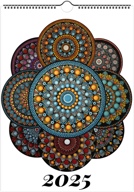 Mandala Calendar 2025 White FREE DELIVERY ANYWHERE