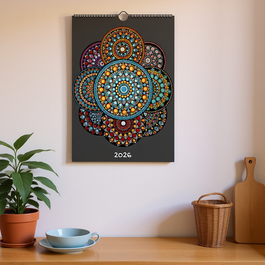 Mandala Calendar 2026 Black FREE DELIVERY