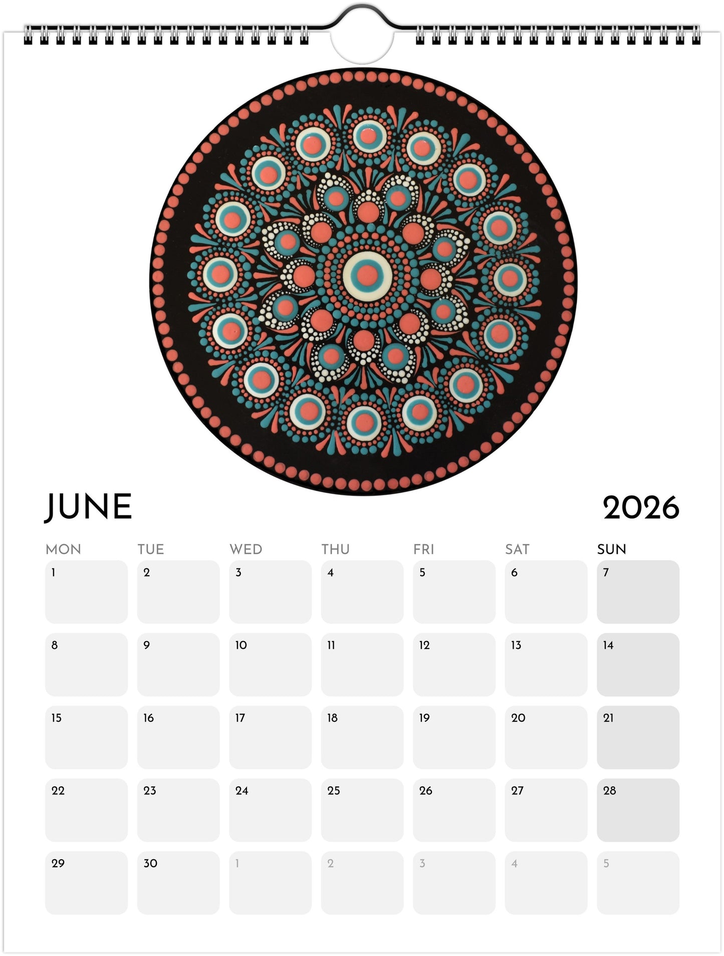 Mandala Calendar 2026 White FREE DELIVERY